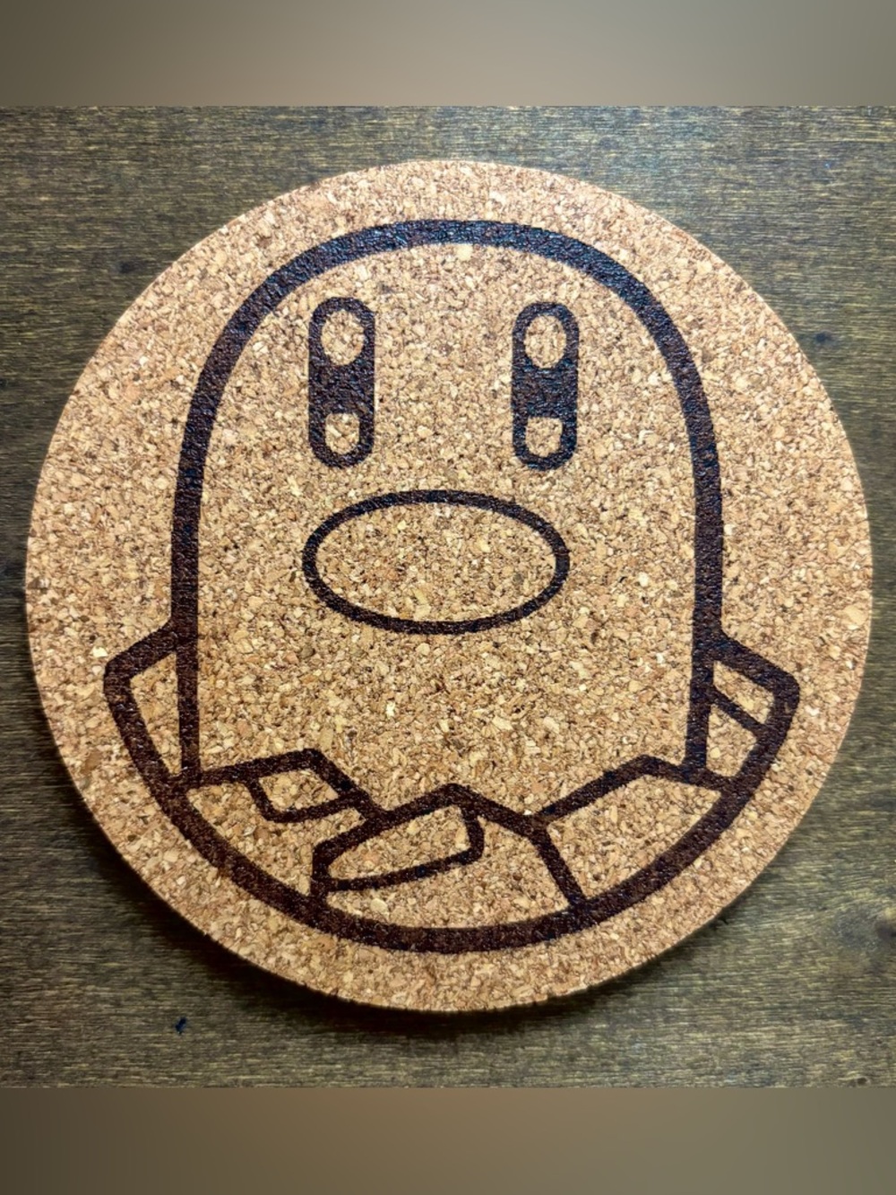 Pokemon Diglett Face Laser Engraved Cork Coaster
